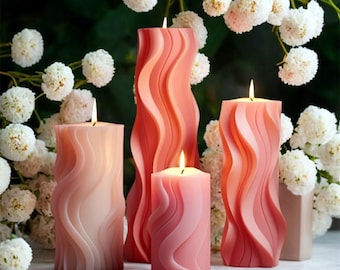 Wavy Pillar Candle Mold, Aesthetic Swirl Candle Mold, Twisted Cylinder Candle Mold, Plaster Mold, Concrete Mold