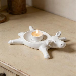 Lying Cow Tealight Holder Mold, Concrete Farm Animal Candle Holder Mold Resin Jewelry Tray Mold Trinket Dish Plaster Jesmonite Mold