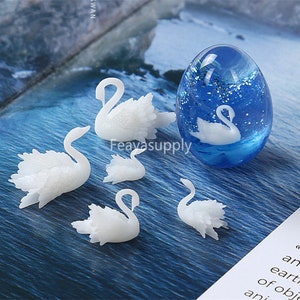 Mini Schwan für Resin, 3D Schwan Miniatur für Resin Schmuck Basteln, Gießharzfüller für Formen, Miniatur für Resin Kunst, Mikro Landschaft Dekoration