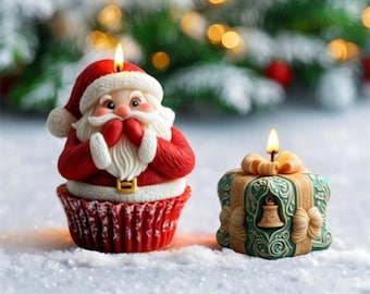 Christmas Candle Mold, Cute Santa Scented Candle Mold Gift Box Candle Mold Winter Holiday Candle Making Mold