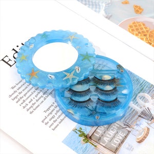 Eyelash Tray with Lid Mold, Eyelash Storage Case Resin Mold with Mirror, Eyelash Holder Silicone Mold