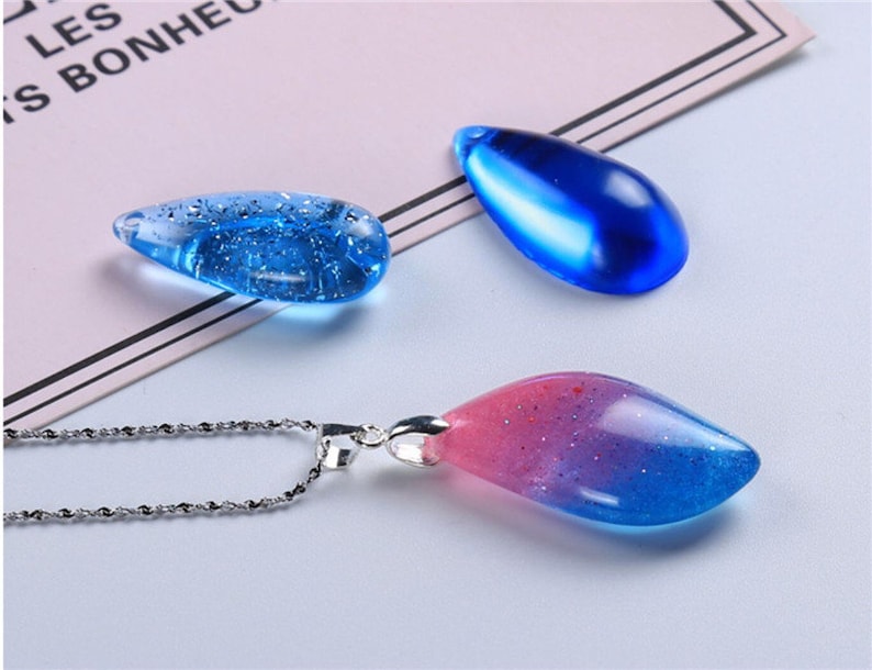 Silicone Teardrop Mold, Cabochon Mold for Resin with Hold, Diamond Gem Mold, Pendant Necklace Earring Resin Mold, Jewelry Making Mold, image 2