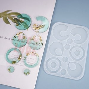 Silicone Earring Mold, Dangle Earring Resin Mold, Round Circle Earring Mold, Round Stud Mold, Teardrop Earring Mold, Jewelry Making Mold
