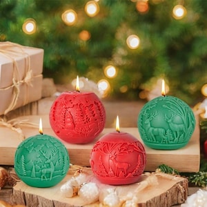 Christmas Ball Candle Mold Christmas Ornament Silicone Mold Christmas Tree Elk Concrete Mold Gypsum Mold