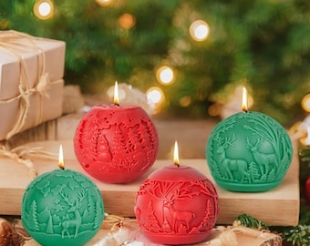 Christmas Ball Candle Mold Christmas Ornament Silicone Mold Christmas Tree Elk Concrete Mold Gypsum Mold