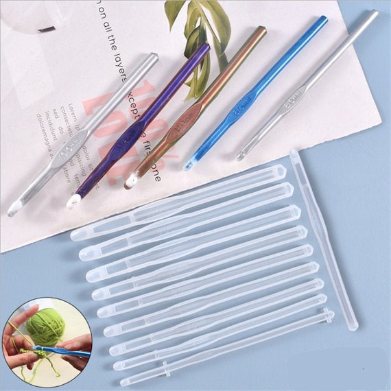 Crochet Hook Mold , 10 Pcs Crochet Hooks Set Resin Molds, Crochet Needles Silicone Mold, Hand knitted Craft