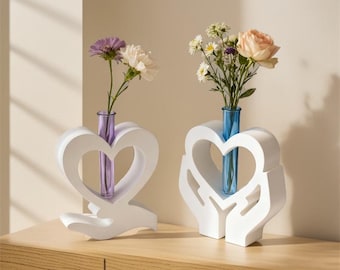 Heart Propagation Station Silicone Mold Concrete Test Tube Vase Mold Resin Stem Vase Mold Gypsum Mold Jesmonite Mold, DIY Home Decor