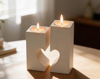 Heart Tea Light Holder Silicone Concrete Mold, Valentines Romantic Candle Holder Cement Plaster Jesmonite Mold, Epoxy Resin Mold, Home Decor