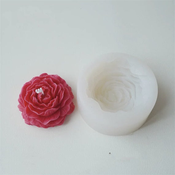 Fewo 3D Peony Flower Silicone Soap Molds Candle Molds Peonies Fimo Clay Mould Cake Decorating Silicone Jello Sugar Chocolate Fondant Molds (Set of 2)