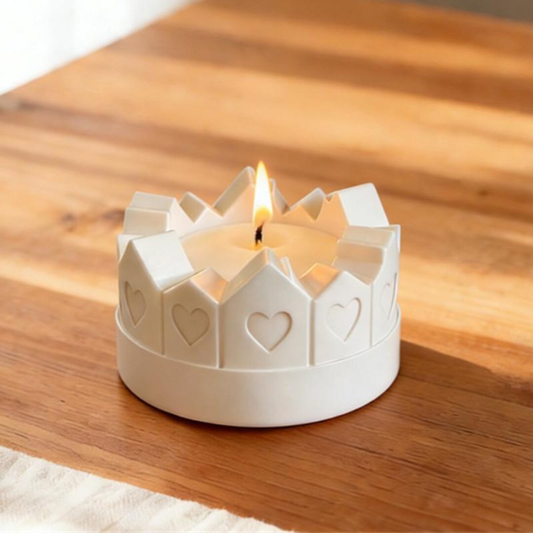 Heart House Candle Holder Mold, Concrete Light House Advent Wreath