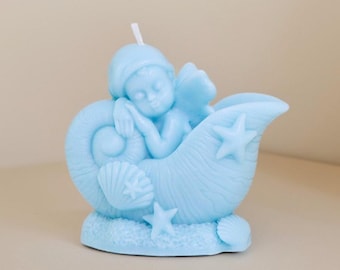Sleeping Baby Silicone Mold 3D Baby In Conch Scented Candle Mold Fondant Cake Soap Concrete Plaster Resin Craft Mold