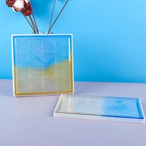 Molde de bandeja de silicona, molde de resina de bandeja de servicio rectangular, molde de bandeja cuadrada, molde de resina para bandeja, decoración para el hogar DIY