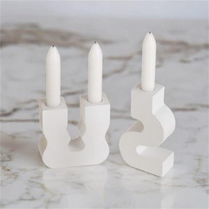 Wavy Candlestick Holder Silicone Mold, Concrete Nordic Candle Holder Mold Taper Candle Holder Mold Plaster Mold Resin Mold Jesmonite Mold