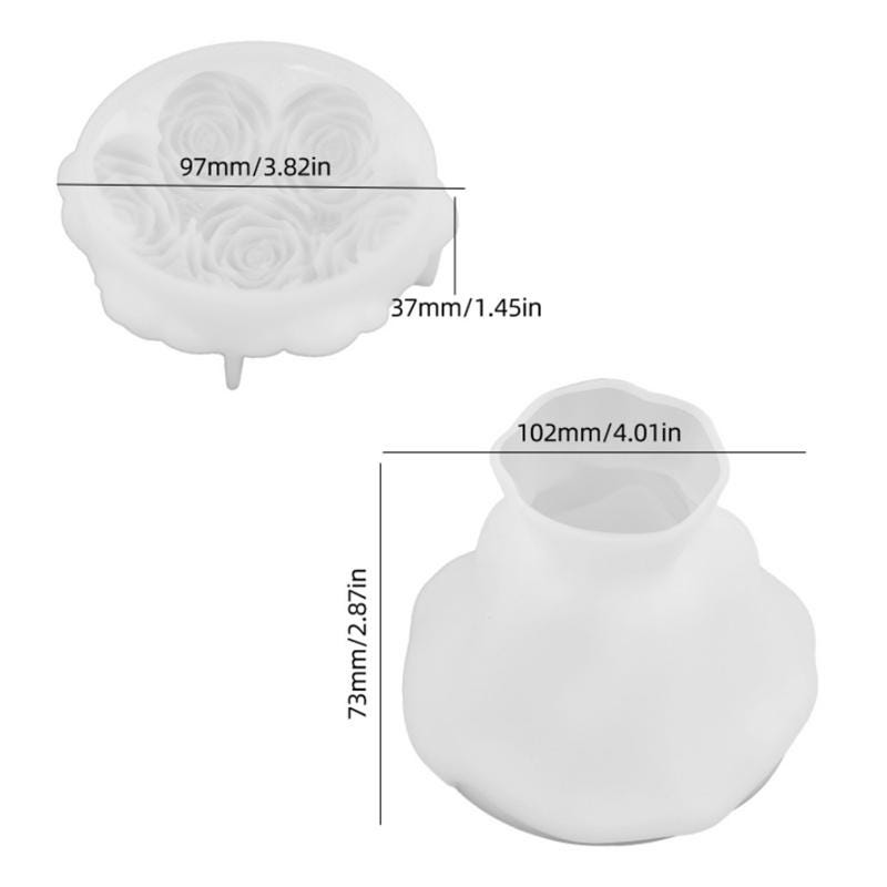 Epoxidharz-Silikonform Rosen-Design – Für Kerzengläser, Pflanzgefäße, Schmuck, Beton, 2-teilig
