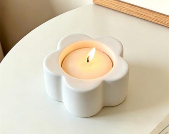 Flower Candle Vessel Silicone Mold, Concrete Candle Holder Container Mold Tealight Holder Resin Mold Small Planter Plaster Jesmonite Mold