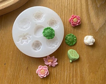 Lotus Flower Silicone Mold, Lip Pad Mold, Lotus Pond Leaf Mold, Small Fish Mold, Epoxy Resin Mold, Jewelry Making Mold, Polymer Clay Mold