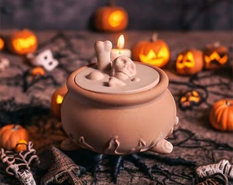 Witch Cauldron Silicone Mold, Halloween Spooky Candle Vessel With