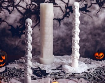 3D Skull Silicone Candle Mold, Halloween Skull Taper Candle Mold, Gothic Spooky Pillar Candle Stick Mold, DIY Home Decoration