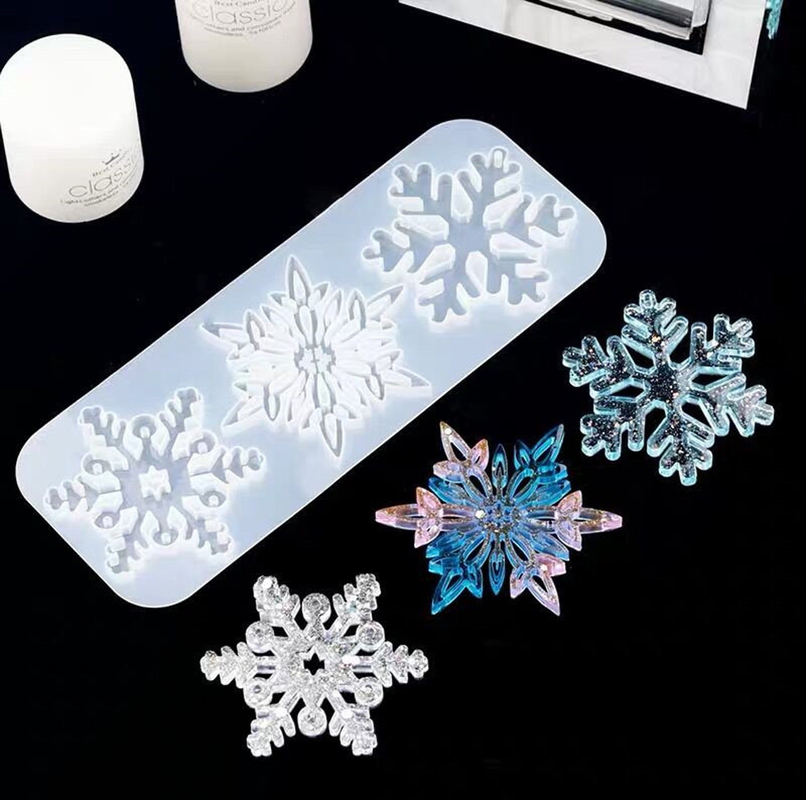 Snowflake Resin Mold Christmas Snowflake Ornament Silicone | Etsy