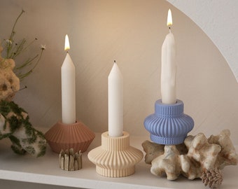 Nordic Style Candle Holder Mold Concrete Candlestick Holder Mold Cement Taper Candle Holder Mold Casting Mold Resin Mold