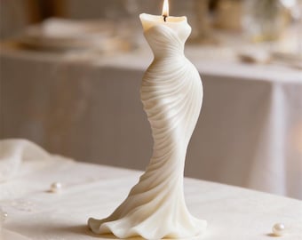 Wedding Dress Silicone Candle Mold, Bridal Figurine Scented Candle Mold