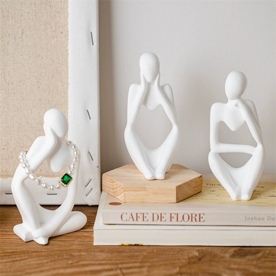 Saysmile Moderne sculpturen woondecoratie, zeilboot decor ornament, boot decoraties standbeeld decor, kunst sculpturen en standbeelden, zeilboot geschenken thuiskantoor badkamer plank decor (wit-2