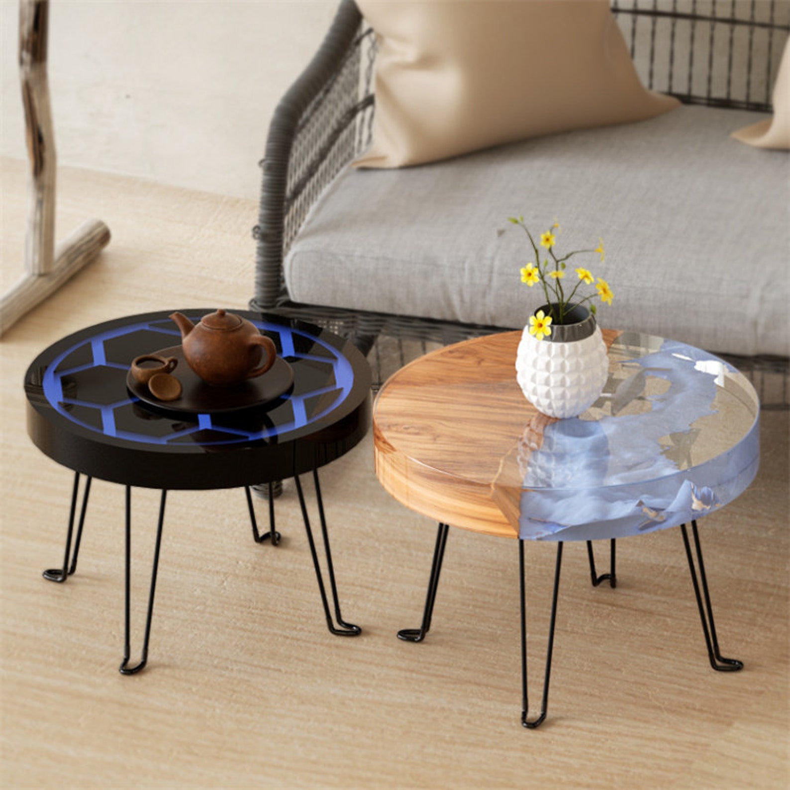 Table Top Molds Honeycomb Table Silicone Mold, Large Round Coffee Table Epoxy Resin ...