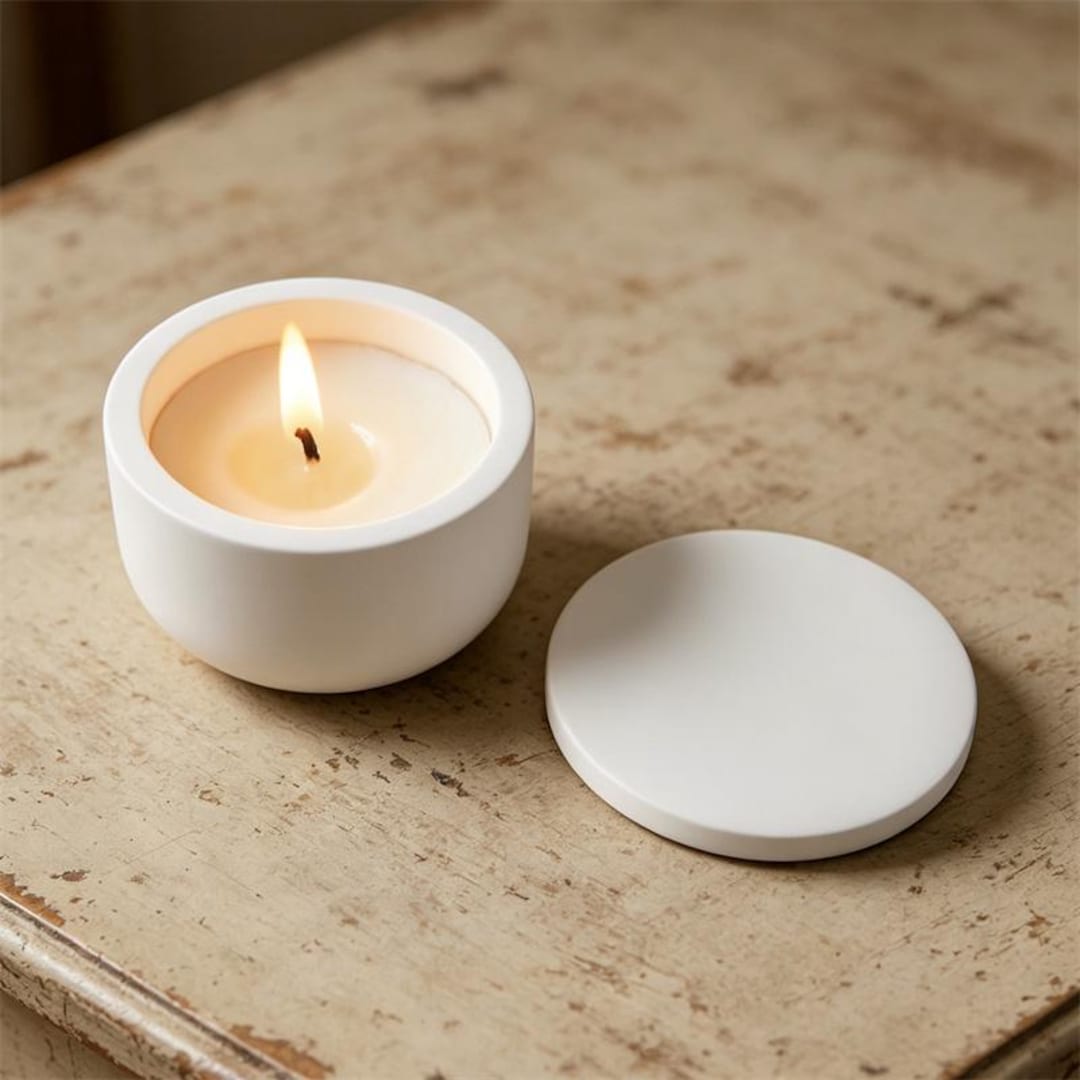 Concrete Candle Vessel Mold Candle Jar With Lids Mold Resin Box