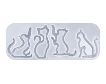 Cat Shaker Mold for Resin, Cute Kitten Silicone Keychain Mold Pendant Mold