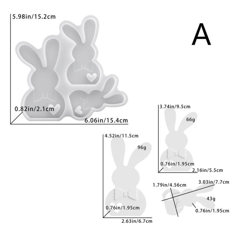 Epoxy Cast Rabbit Easter Bunny Silicone Mold, Spring Heart Rabbit Raysin Mould Plaster ...