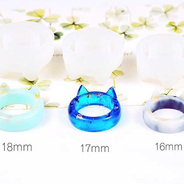 Cat Ear Ring Mold for Resin, Ring Silicone Mold, Women Ring Mold, Epoxy Resin Mold for Rings Size 16 17 18mm