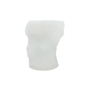 May include: A white, abstract bust-shaped planter. The planter has a rough, textured surface and a wide opening at the top. The design is reminiscent of a classical sculpture, perfect for displaying small plants or succulents.