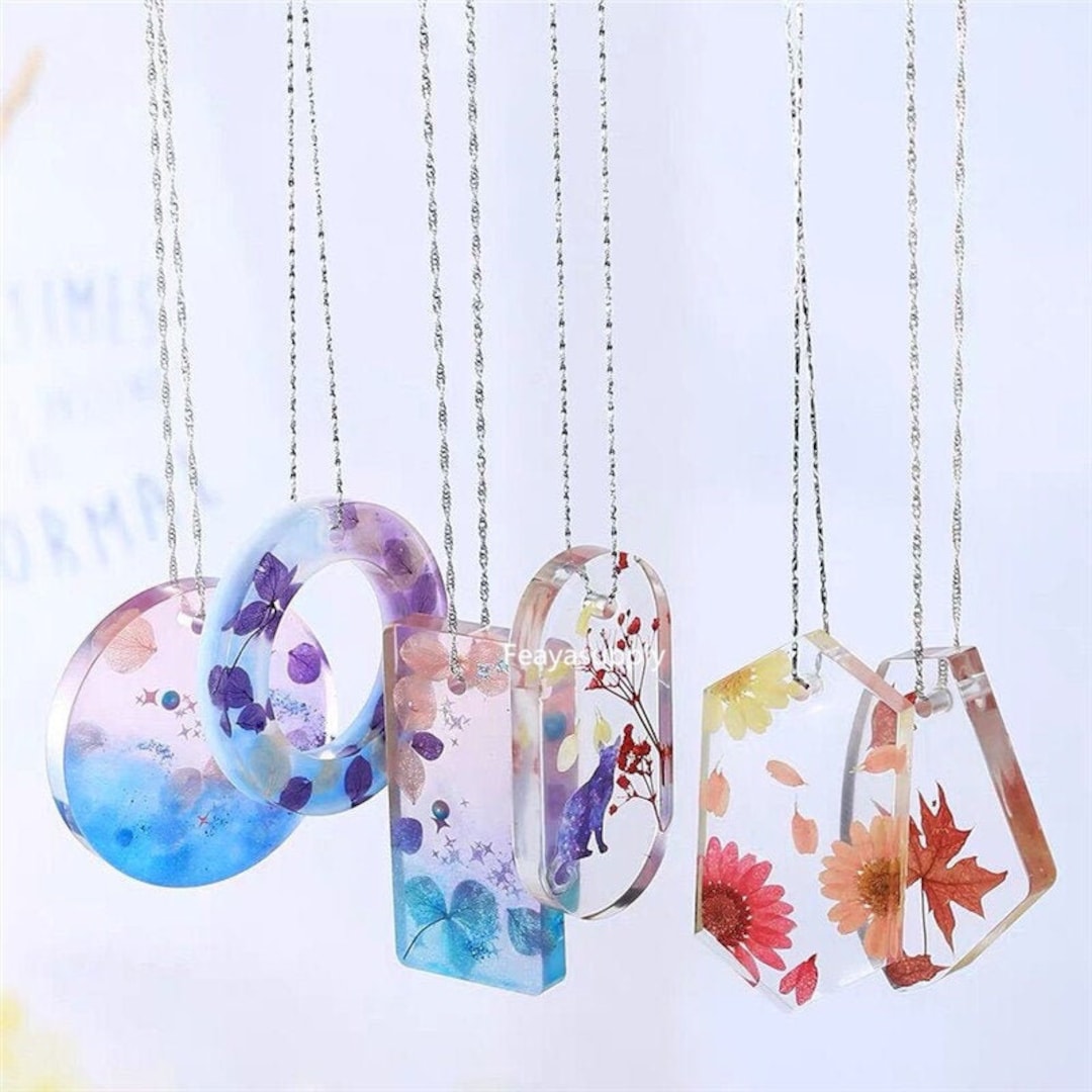 1X Silicone Key Ring Pendant Crystal Epoxy Resin Mold Round Rectangle  Pendants