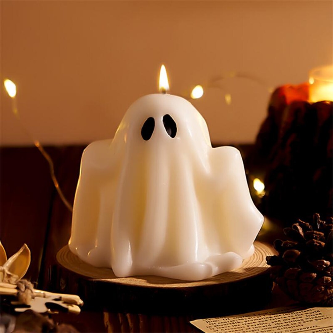 3D Ghost Silicone Mold, Halloween Scented Candle Mold Cute Ghost