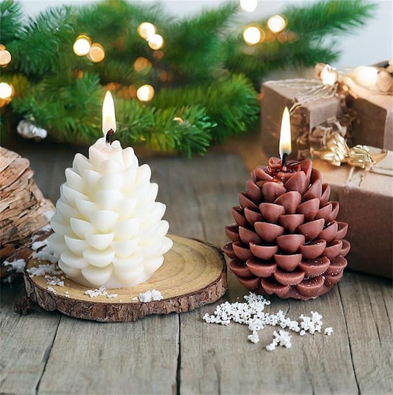 Pnuokn Stampi per candele a forma di pigna per realizzare decorazioni in gesso per candele, stampi in silicone a forma di pigna per resina epossidica