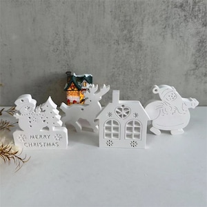 Christmas Ornament Mold, House Silicone Mold Concrete Deer Mold Snowman Mold Gypsum Mold Resin Mold, Silicone Casting Mold