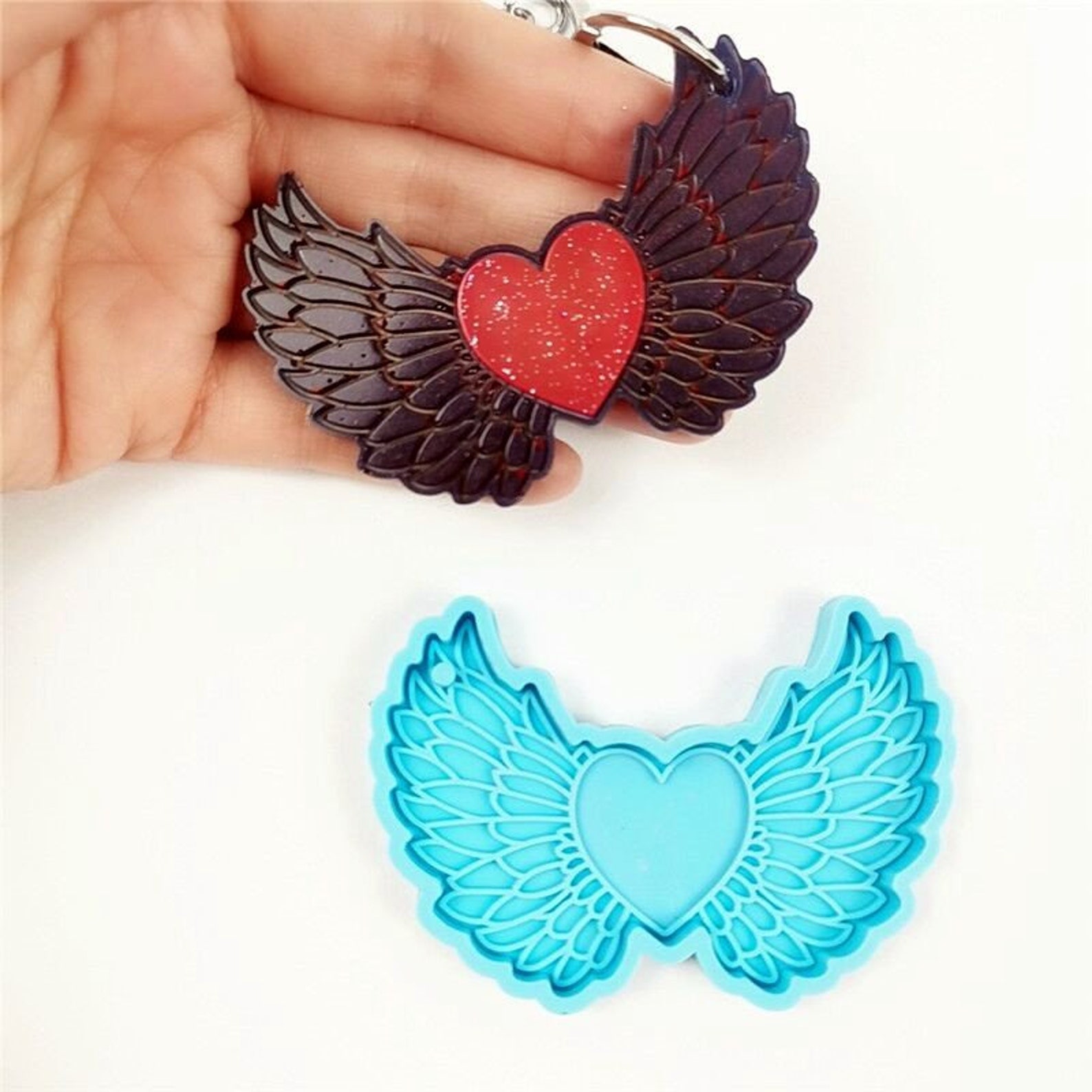 Heart Wing Keychain Silicone Mold Epoxy Resin Mold Etsy