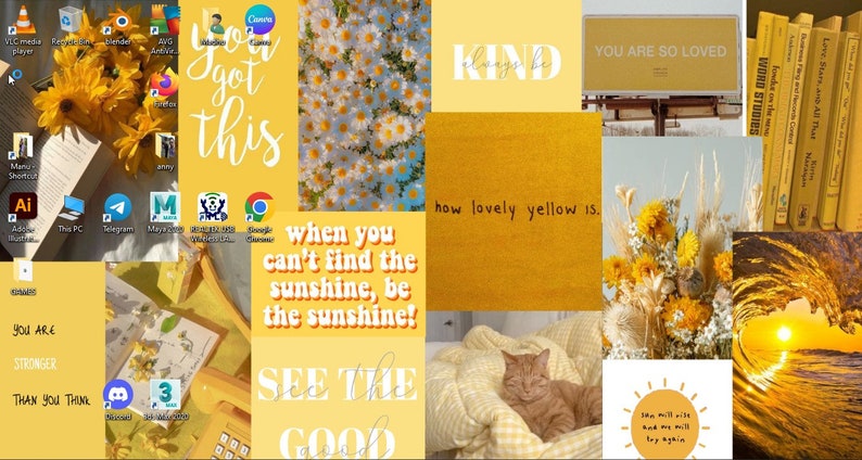 BRIGHT Yellow Aesthetic Wallpaper Aesthetic Calm Laptop/ - Etsy