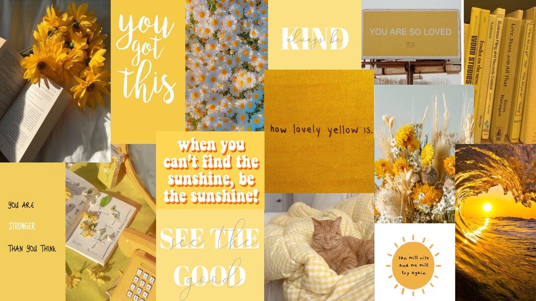 BRIGHT Yellow Aesthetic Wallpaper Aesthetic Calm Laptop/ Etsy