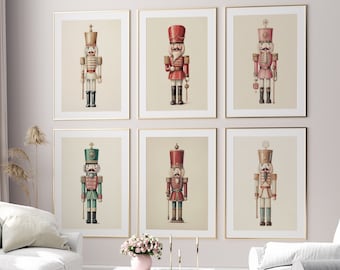 Nutcracker set of 6 Christmas prints. Gallery Set Nutcrackers Christmas decorations. Nursery Xmas Printable Home Decor. DIGITAL DOWNLOAD