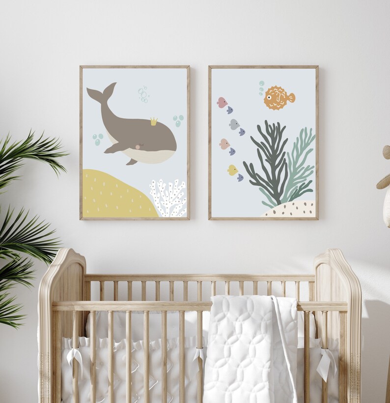 Sea Life Nursery Set of 2 . Under the Sea Wall Art. Ocean Etsy