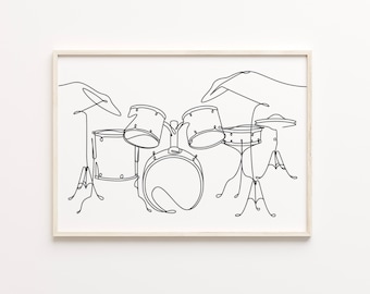 Trommeldruck, Minimalistische Trommeldruckkunst, Musikinstrumentplakat, Trommelwandkunst, Basstrommel, Schwarzweißwandkunst. DIGITALER DOWNLOAD