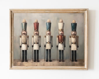 Minimalist Nutcrackers Christmas Print. Christmas Vintage Style Print. Rustic Wall Art Vintage Holiday Xmas Decor. Holiday Art. DIGITAL