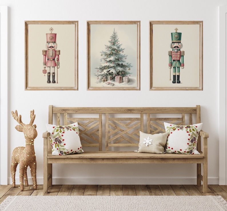 Nutcrackers set of 3 Christmas prints. Gallery Set Nutcrackers Christmas Nursery Digital Prints. Pastel Xmas Printable Home Decor for Kids. image 3