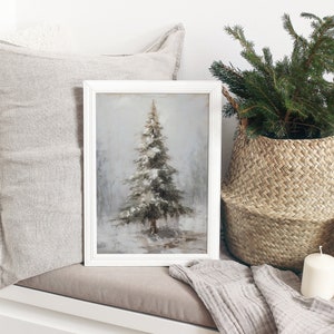 Christmas Vintage Style Print. Christmas Tree Print. Rustic Wall Art ...