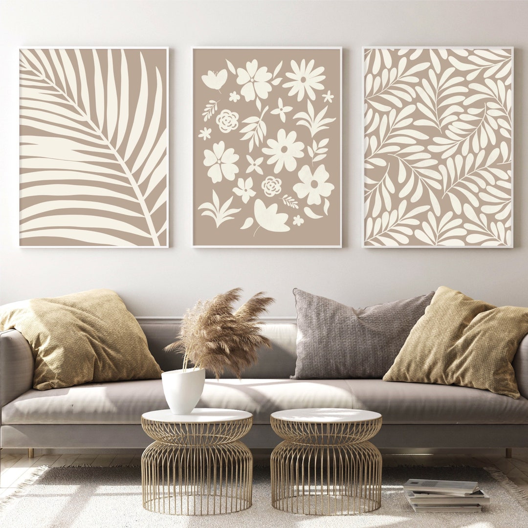 Neutral Colors Wall Decor, Wall Art Set of 3 Digital Prints, Light