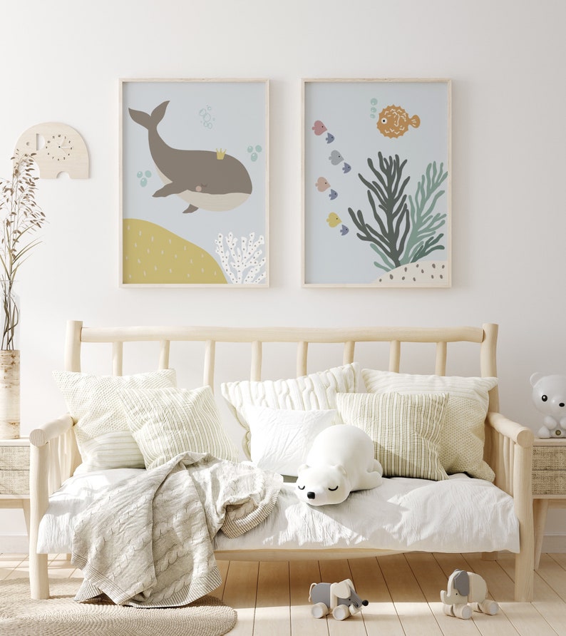 Sea Life Nursery Set of 2 . Under the Sea Wall Art. Ocean Etsy