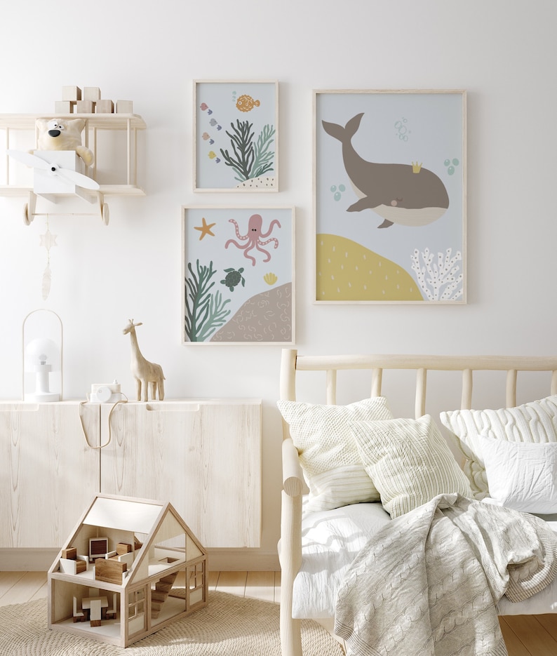 Sea Life Nursery Set of 2 . Under the Sea Wall Art. Ocean Etsy