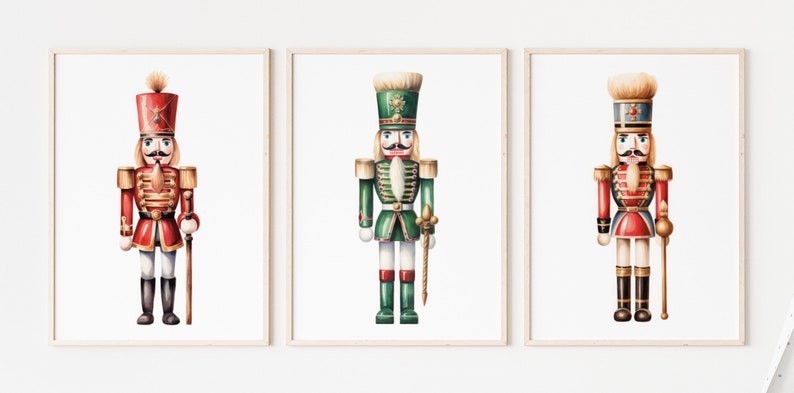 Nutcrackers set of 3 Christmas prints. Gallery Set Nutcrackers Christmas decorations. Vintage Xmas Printable Home Decor. DIGITAL DOWNLOAD image 8