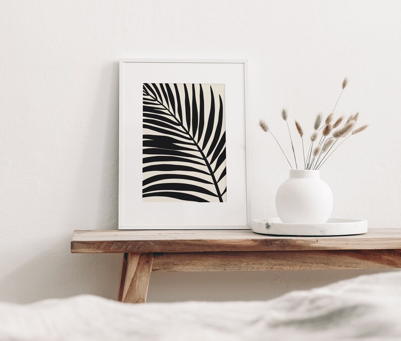 Black Palm Leaf Print. Botanical Poster. Palm Leaf Printable Wall Art ...